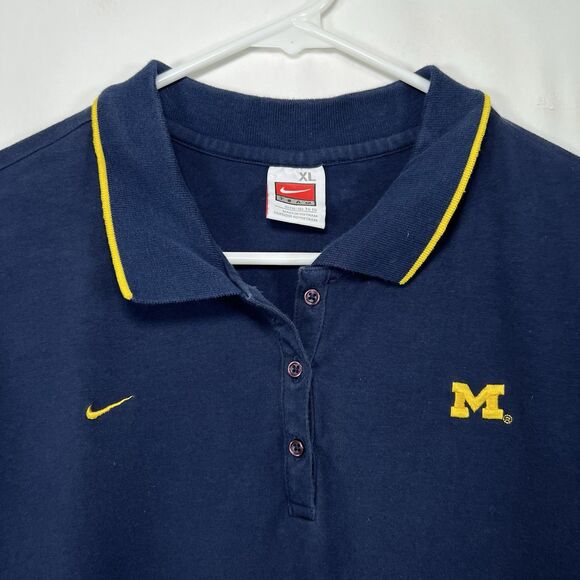 University of Michigan Wolverines Nike Team Polo Shirt Womens Size XL Blue SS - Picture 2 of 10